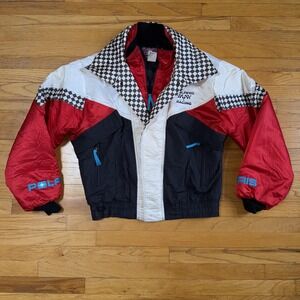 Vintage Polaris Racing Jacket Mens XL Red Black Snowmobile Thermoloft USA Retro